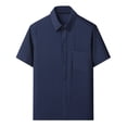 thumbnail image 1 of SROBPTY Haut d'Été pour Homme, Chemises à Manches Courtes pour Hommes, Mode Homme Confortable Uni à Manches Courtes Col Rabattu Régulier Décontracté Bleu Marine, TTTG, 1 of 3