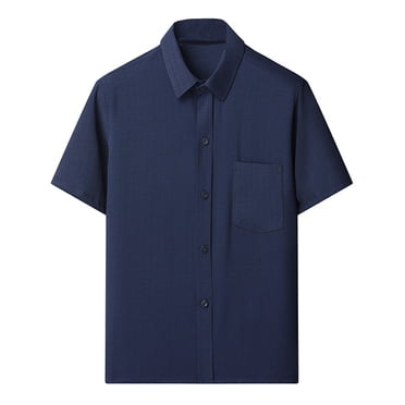 hotojiny Chemises Habillées à Manches Courtes pour Homme Été Décontracté Boutonné Uni Chemise Formelle avec Poches Plage Mariage Affaires