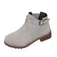 thumbnail image 1 of Wensltd Ankle Boots for Women Wide With Round Toe Short Booties with Side Zipper Fall Winter Suede Boots, 1 of 9