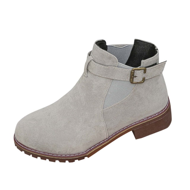 Wensltd Ankle Boots for Women Wide With Round Toe Short Booties with Side Zipper Fall Winter Suede Boots