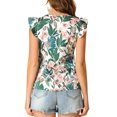 thumbnail image 3 of INSPIRE CHIC Women's Tropical Printed Square Neck Ruffle Tank Top S Green, 3 of 7
