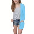 thumbnail image 3 of MKOSPLRT Fall Cardigans Kids Girls Open Front Long Cardigans Color Block Lightweight Jacket Long Sleeve Cotton Cardigan with Pocket, 3 of 7