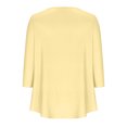 thumbnail image 4 of RXIRUCGD T-shirt d'Été Décontracté pour Femmes Manches Trois-Quarts Col Rond Froncé Blouse, Jaune, Taille : m, 4 of 5