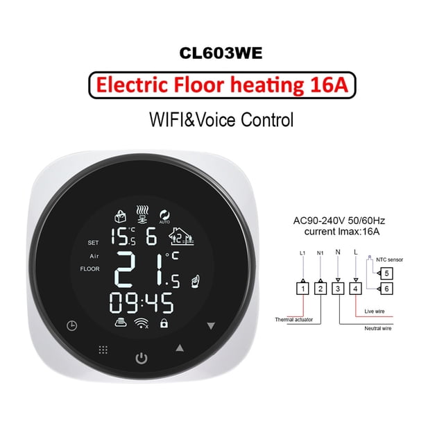 Tuya Smart Wifi Thermostat Temperature Controller For Water/Electric Floor Heating/Water Gas Boiler Works ,Easy to Install