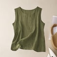 thumbnail image 2 of QHFBli Débardeurs en Coton et Lin pour Femmes, Tenue de Détente Confortable, Été, Sans Manches, Col Ras du Cou, Chemise Décontractée, Blouse Ample, 2 of 3