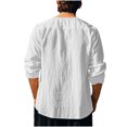 thumbnail image 4 of zbxnLI Mens Linen Shirts Drawstring V Neck Long Sleeve Shirt Lightweight Spring Fall Long Sleeve T-Shirts, 4 of 8