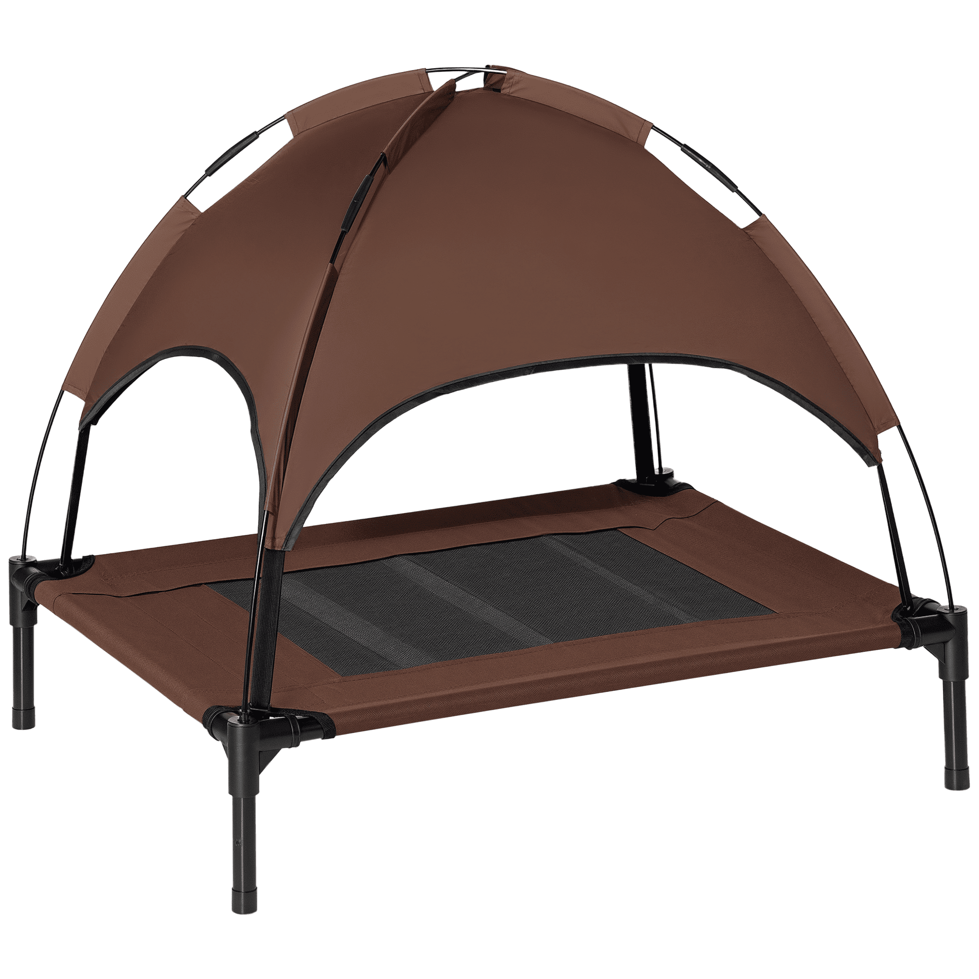 PawHut Elevated Cooling Pet Bed with Canopy for Medium-Sized Dogs Coffee