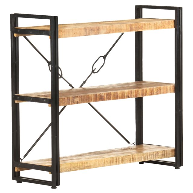 vidaXL 3-Tier Bookcase 90x30x80 cm Solid Mango Wood