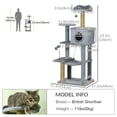 thumbnail image 3 of PawHut 54" Cat Tree with Hammock, Scratching Post, Condo Cat Tower, Grey, 3 of 9