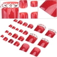 thumbnail image 2 of SHISUYAN 24pcs Short Fakes Toe Nails Glossy Press on Nails Rhinestones Nails False Nails Full Cover Artificial Toe Nails for Home ( Red ), 2 of 8