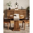 thumbnail image 3 of Tribesigns Solid Wood Round Dining Table, 31.5" Small Kitchen Table for 2, Modern Farmhouse Dinner Table for Dining Room, Kitchen, Living Room, Artistic Geometric Base, Table Only (Rustic Brown), 3 of 7