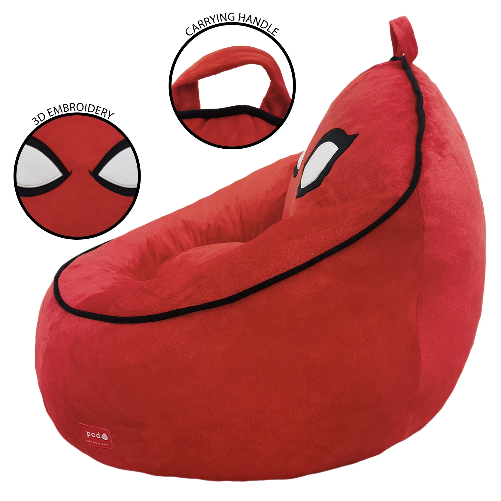 Fauteuil pouf en mousse compressée Marvel Spiderman pour enfants, rouge