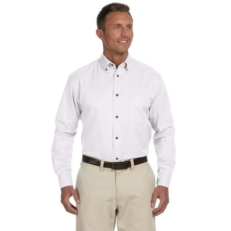 Harriton Chemise à Manches Longues en Sergé pour Hommes Easy blendTM avec Élimination des Taches
