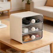 Czzoypi Clear Drawer Desktop Organizer, Plastic Drawer Organizer Stationery Storage, Stackable Desk Organizer for Office Home Dormitory Vanity Desk, White