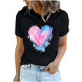 thumbnail image 1 of Diufon Hauts de la Saint-Valentin pour Femmes Décontracté Tendance Manches Courtes Col Rond Chemisier Imprimé Graphique Mignon, 1 of 5