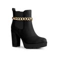 thumbnail image 1 of BLISSFUL STEP Women's Platform Chain Block High Heel Ankle Boots Black 7, 1 of 7
