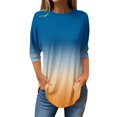 thumbnail image 2 of Pxiakgy Vente Chaude!! T-Shirts à Manches Longues Col Rond pour Femmes Printemps Automne Tie Dye Hauts Amples Tunique Décontractée Blouse Col Printemps Tunique Imprimée Décontractée T-Shirts Trois Quarts Hauts pour Femmes Bleu 3TG, 2 of 5