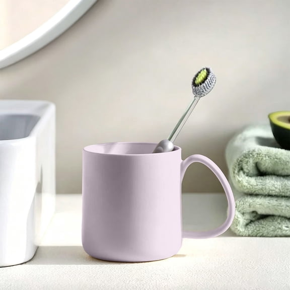 Horivan Plastic Bathroom Cup Round Toothbrush Holder with Soft Colors for Sink Vanity Organization Storage