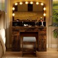 thumbnail image 4 of Costway Vanity Desk Makeup Table with with Stool Large Mirror 3-Color Lights for Bedroom Brown, 4 of 10