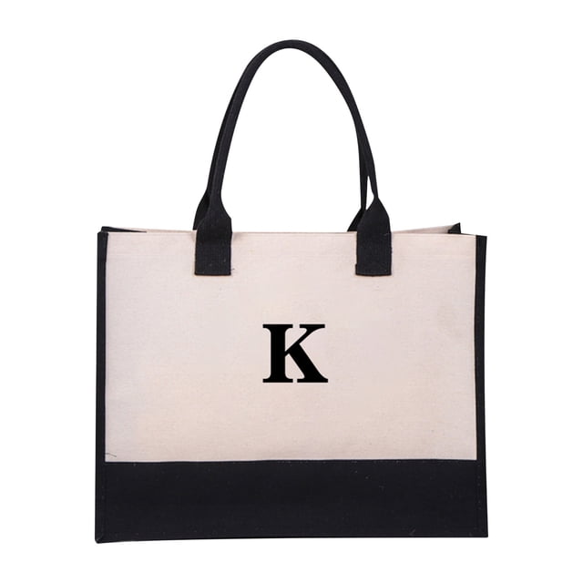TopLLC Canvas Bag With Adjustable Zipper Strap For Initial And Makeup Bags, Women's Birthday Gift