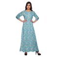 thumbnail image 1 of Moomaya Robe Longue à Col Rond à Manches 3/4 pour Femmes Grande Taille Vêtements d'Été, 1 of 3
