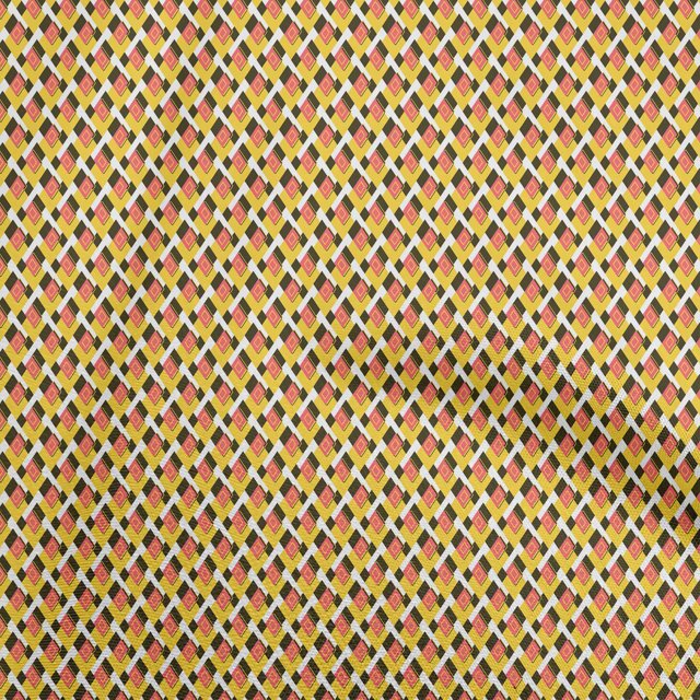 oneOone Polyester Spandex Yellow Fabric Geometric Craft Projects Decor Fabric Printed By The Yard 56 Inch Wide