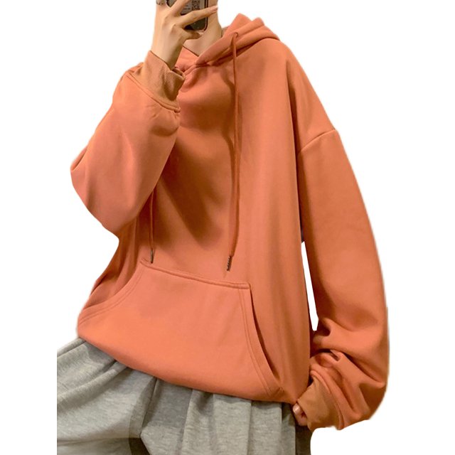 LUXUR Hommes Sweat à Capuche Manches Longues Casual Hiver Rose XL