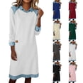 thumbnail image 1 of Mceream Robes Longues pour Femmes Formelles Grande Taille à Blocs de Couleur Robe Patchwork en Denim Printemps Ample Décontractée à Col Midi Robes Chandail Blanc P, 1 of 8