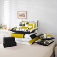 thumbnail image 5 of YST Abstract Geometry 7 Piece Bed In A Bag Geometric Square Striped Bedding Set Black White Yellow Grey Comforter Set For Kids Adults,Modern Simple Bedding Comforter Set Full Size, 5 of 5