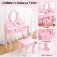 thumbnail image 2 of QinaQin Girl's Dressing Table Set with Mirror and Stool - Wooden Dressing Table, Adjustable Dressing Game Set with Storage Space, Perfect Birthday Gift for Girls Aged 4-9, 2 of 6