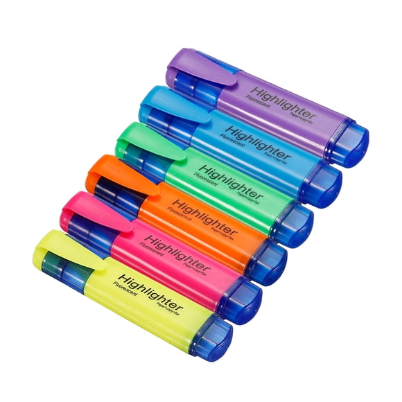 Unique Bargains Stylo Surligneur à Base d'Eau Pointe Grand Marqueur d'Écriture 6 Couleurs 1 Ensemble