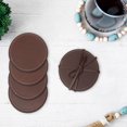 thumbnail image 3 of 4PC Round Genuine Leather Coasters Tan, 3 of 4