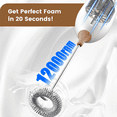 thumbnail image 2 of Milk Frother Rechargeable, Rechargeable Milk Frother Handheld Powerful Coffee Frother for Coffee Latte, Cappuccino White, 2 of 7