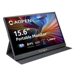 AOPEN by Acer 16PM1Q Bbmiuux 15.6" Full HD 1920 x 1080 IPS Portable Monitor | Ultra Slim Portable Design | External Monitor for Laptop PC Mac I Two 1W Speakers| 2 - USB 3.1 Type-C