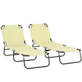thumbnail image 1 of Outsunny Ensemble de 2 Chaises Longues d'Extérieur Pliantes avec Dossier Réglable - Ensemble de 2, Beige, 1 of 10