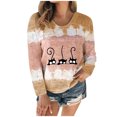 thumbnail image 2 of Chandails à Manches Longues pour Femmes Imprimé à Nouer - T-Shirt à Col Rond Patchwork T-Shirt Décontracté Tee Blouse Hauts Blouses pour Femmes en Liquidation, 2 of 7