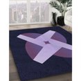 thumbnail image 3 of Ahgly Company Tapis d'Intérieur Rond Lavable en Machine Transitionnel Bleu Nuit, 3 Pieds Rond, 3 of 7