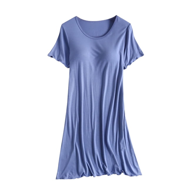 Timegard Nuisette pour Femmes avec Soutien-Gorge Intégré, Manches Courtes à Volants, Col Rond, Douce Tenue de Nuit, Robes Décontractées