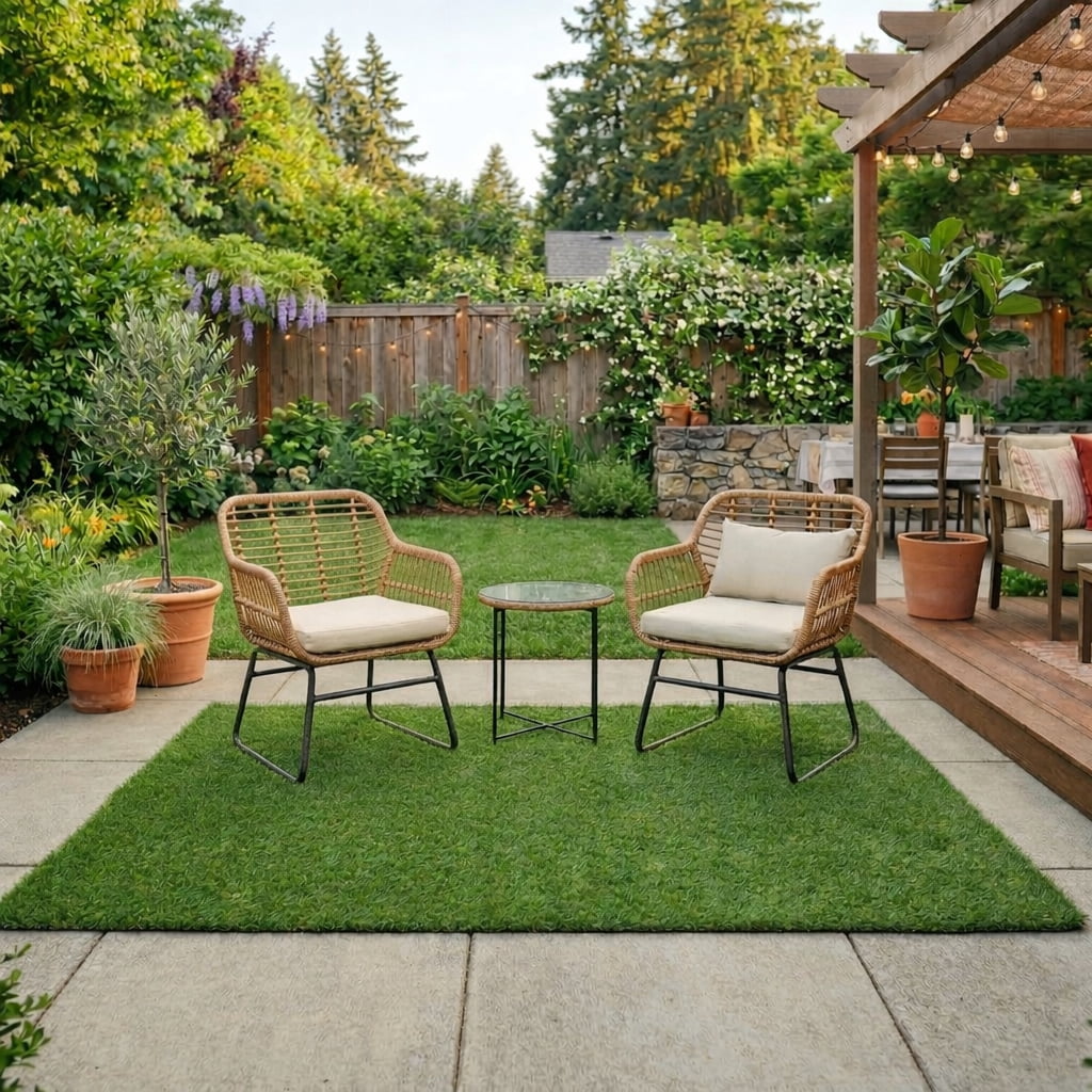 Tapis ECARPET En Gazon Artificiel Extérieur, Tapis De Pelouse Synthétique Durable Pour Patio Et Balcon, Vert