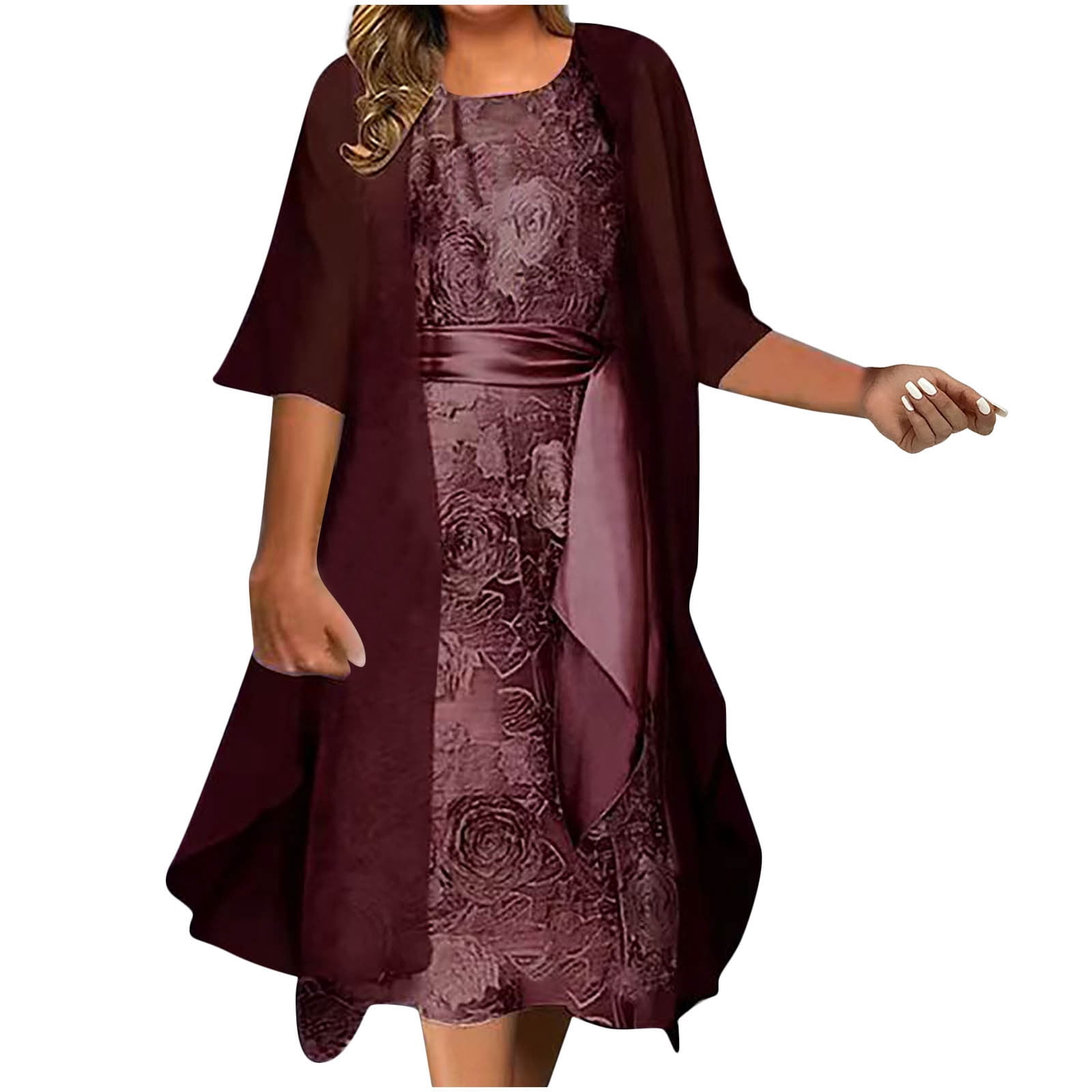 Robes d'Été Grande Taille pour Femmes 2024 Manches 3/4 Blouse + Robe Ensemble Deux Pièces Robe Longue Robe Maxi de Plage Économisez jusqu'à 65 % de Rabais!