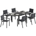 thumbnail image 1 of Outsunny Ensemble de Salle à Manger de Patio, Table Extensible, 6 Chaises Empilables, Noir, 1 of 10