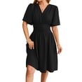 thumbnail image 1 of Robe Femme Été Décolleté en V Profond Élégante Mini-Robe à Volants Taille Robes Noir P, 1 of 10