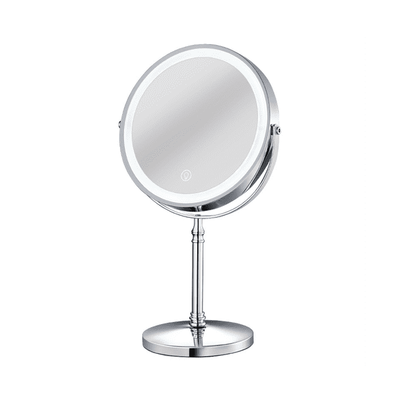 10X LED Mirror Rechargeable Make Up Mirror with 3 Colors, Brightness Adjustable Magnification Cosmetic Mirror 2 Side-A