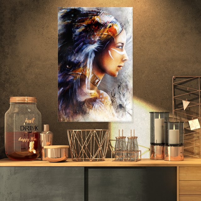 Design Art - Woman with White Horse Eagles