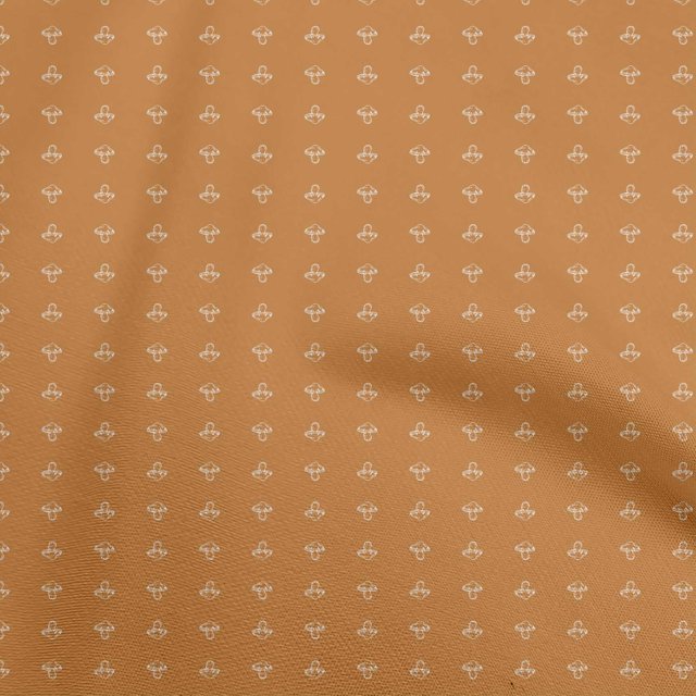 oneOone Popeline de Coton Orange Tissu Rétro Champignon Matériel de Couture Tissu Imprimé au Mètre 42 Pouces de Large