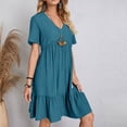 thumbnail image 4 of Yuyuzo Tenue de Robe Formelle pour Femmes Élégante à Manches Courtes Robe de Plage Robe Cocktail à Volants Soirée Bal Robe Courte, 4 of 7