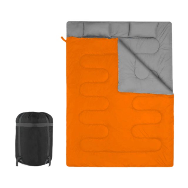 jinwen Sac de Couchage Double pour 2 Personnes Sac de Couchage de Camping pour la Randonnée Activités de Plein Air Orange