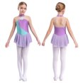 thumbnail image 3 of Oyolan Robe de Patinage Artistique Sans Manches à Paillettes en Maille Florale pour Filles Enfants Lavande 10, 3 of 7