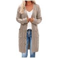 thumbnail image 1 of Pisexur Shacket Jacket Women Long Sleeve Cable Knit Long Cardigan Open Front Button Sweater Outerwear Pocketed Shirts Fall Jacket Shackets, 1 of 6
