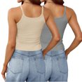 thumbnail image 4 of Timegard Camisoles 2 Pcs pour Femmes Col Rond Côtelé Sans Manches Ajusté Court Haut Décontracté Sortie Camis, 4 of 6